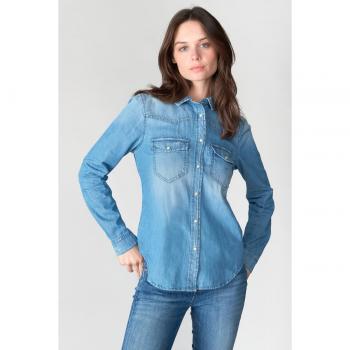 LE TEMPS DES CERISES Damen Jeanshemd Juanita, Größe S, blau