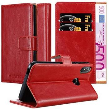 Funda de Cuero para Cubot J3 PRO en Rojo Burdeos