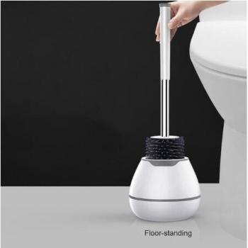 Toilet Bowl Brush Set with Holder in Silicone