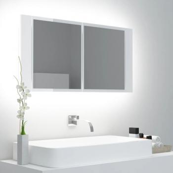 Moderner LED-Badspiegelschrank in Hochglanz-Weiß 90x12x45 cm