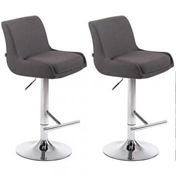 Metall‑Barhocker Cludo – 2er Pack, chromatisches Gestell, dunkelgrauer Sitzstoff
