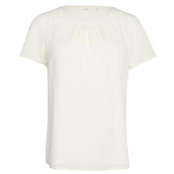 S.Oliver Black Label Regular Fit Bluse – Kurzarm, Raffung mit Schmuckkante, 38