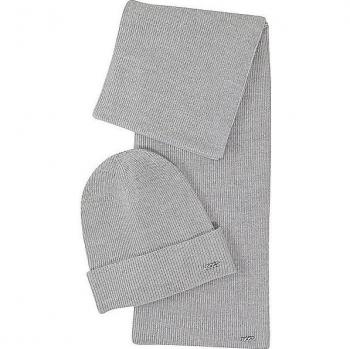 BOSS LIVI Schal und Mütze Set in Grau