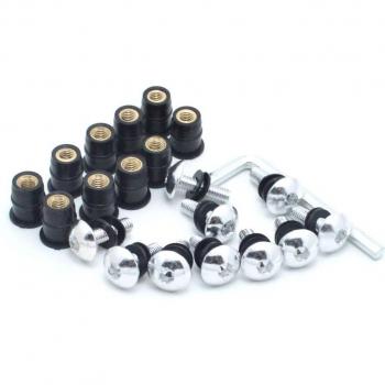 Tornillos de Pozo Goma M5, 15mm, 10 Piezas, Aluminio Anodizado, Kit para Parabrisas Motocicleta