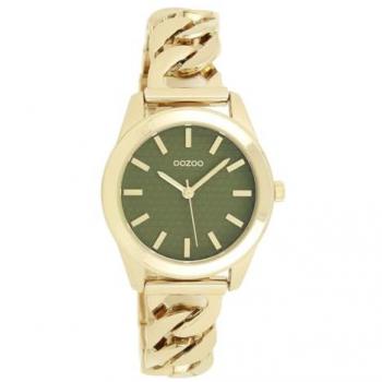OOZOO Quarzuhr C11421 Grün – Kettenarmband IP‑Gold, 32 mm