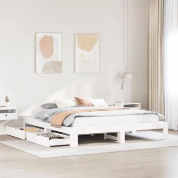 Cadre de lit Super King blanc 180x200 cm en pin massif sans matelas