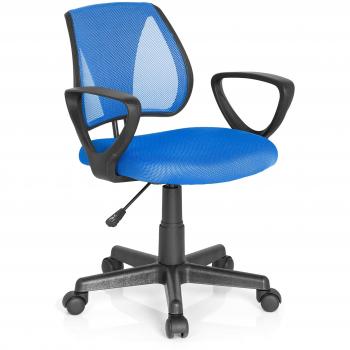 Hjh OFFICE KIDDY CD Kinder‑Bürostuhl – blaues Netzmaterial, höhenverstellbare Rückenlehne