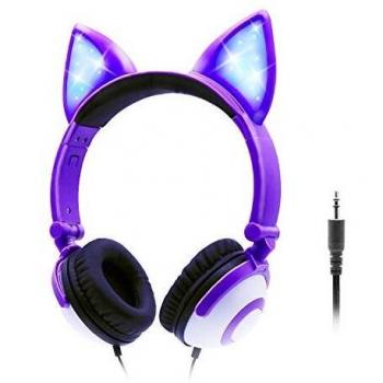 Cuffie ONTA Gattino LED Luminoso Pieghevoli per Bambini
