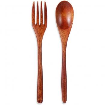 Children's Wooden Dessert Fork and Spoon Set
