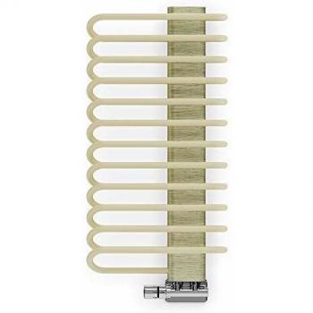 Terma's Michele Heated Towel Rack in Cream and Brass, Two-Tone Finish, 780mm x 400mm