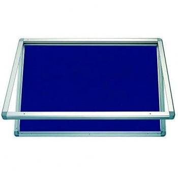 Vitrina vertical de rocada con puerta y moqueta azul 4xA4