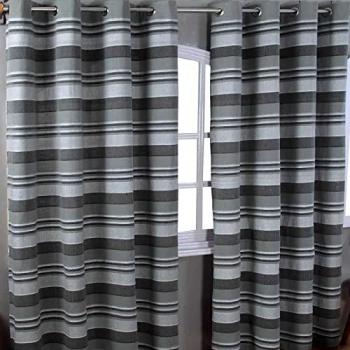 Homescapes Grey Striped Cotton Curtains