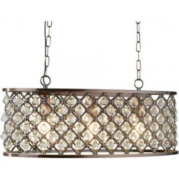 Ovale Marquise Deckenleuchte 3 Licht Kupfer Glaskristalle E14
