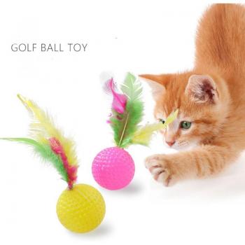 Colorful Feathered Golf Ball Cat Toy