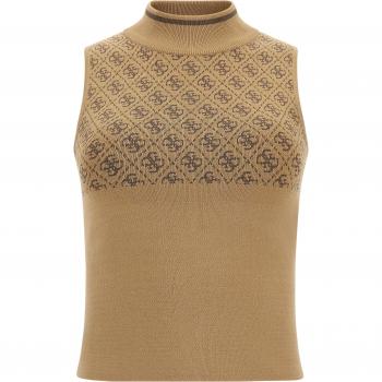 Guess Damen Pullover Lise 4G Beige Slim Fit XXL