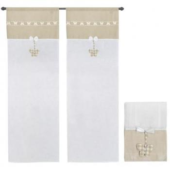Tende Interno Semitrasparenti in Lino Coppia 2 Pz 60x240 cm Shabby Chic Farfalla