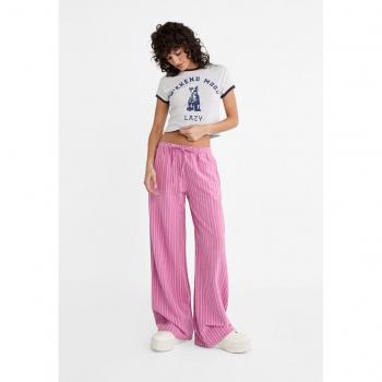 Pink Linen Blend Petite Trousers – Relaxed Fit – Stradivarius L