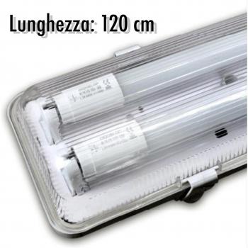 Plafoniera LED 120cm Stagna con 2 Tubi Neon per Installazione a Soffitto e Parete IP65