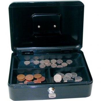 ValueX Metal Cash Box 250mm 10 Inch Key Lock Black