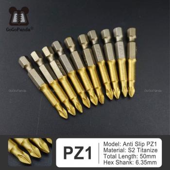 10Pcs 50mm S2 Pozidriv Screwdriver Bits Hex Shank Magnetic PZ1/PZ2/PZ3