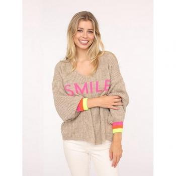 Zwillingsherz Smile‑Langarm Pullover (Neon‑Schriftzug)