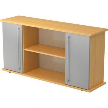 Sideboard 2OH Aktenschrank 166cm mit Griff RE Buche/Silber