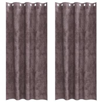 Lot de 2 Rideaux Velours Marron 225 x 140 cm