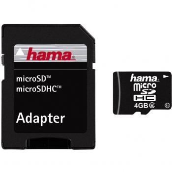 Hama MicroSDHC 4GB Class 2 Memory Card and 4GB MicroSD Card with Adapter