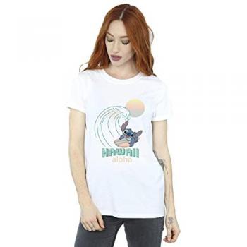 Weißes Disney Lilo & Stitch Boyfriend‑T-Shirt in XXL für Frauen – Hawaiian Style