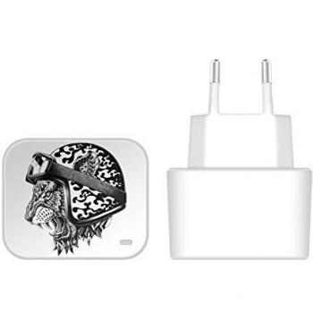 Protector de Cabeza Tiger Helm Oficial Bioworkz Modelo Animal Blanco EU, Cargador + Cable Micro‑USB Huawei Stream S 302HW