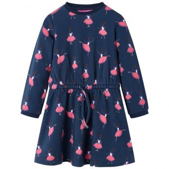 VidaXL A-Linien-Kleid Kinderkleid mit Ballerinen-Muster Marineblau 140