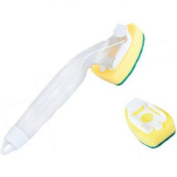 Kitchen Sink Scrubber Set with Soap Dispensing – 1 Dish Wash Handle, 9 Sponges
