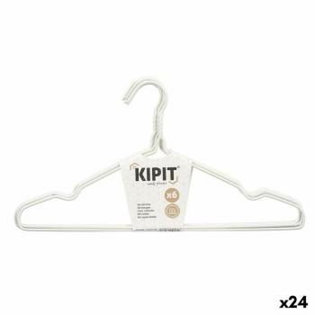 Organizador de ropa KIPIT: perchas blancas metal + silicona (24 unidades)
