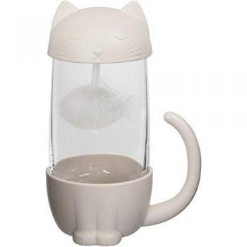 Tasse à thé avec infuseur en verre et couvercle poisson