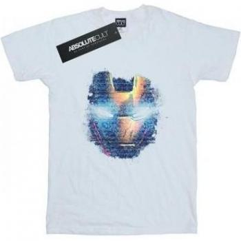 Iron Man Avengers Herren T-Shirt Distressed Head, XXL, Weiß