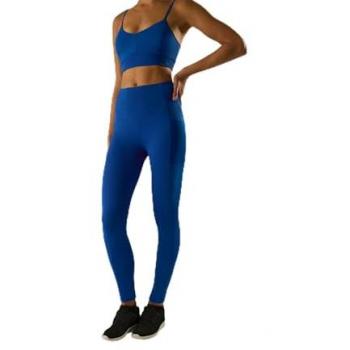 Leggings deportivo efecto vientre plano bolsillos laterales azul