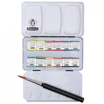 Schmincke Horadam Watercolor 12 Half Pans Metal Box with Brush