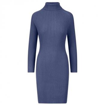 Apart Strickkleid Rollkragen, Größe 38, blaue Farbe