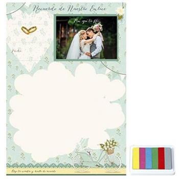 Recuerdo boda con huellas de invitados 34 x 49 cm