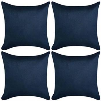 Polyester Kissenbezüge 80x80 cm Navy 4er Pack Wildleder-Optik