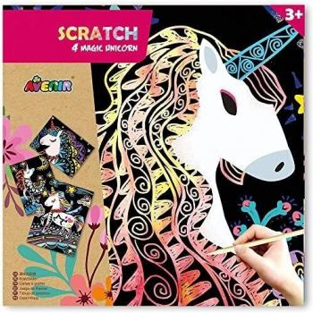 Avenir Kreativset Kratzbilder 4 Bilder zum freikratzen inkl Stift und Zubehör