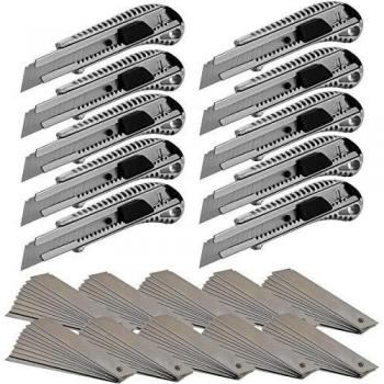 10× Aluminium‑Cuttermesser 18 mm – Teppichschneidewerkzeug für Profis, 100 Klingen