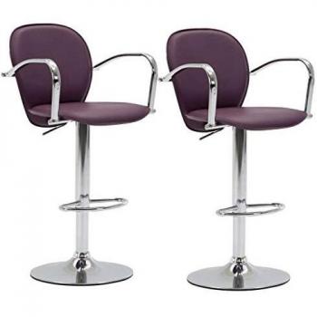 Purple Faux Leather Bar Stools with Armrests