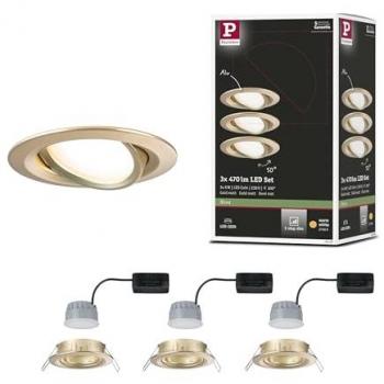 Einbauleuchte Nova Coin 3er‑Set – Schwenkbar – LED 6 W – Gold matt – 3‑Step‑Dim