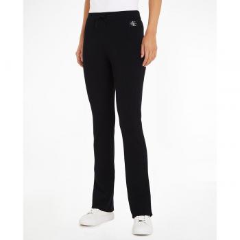 Calvin Klein Jeans Damen Jogginghose Badge Straight Knitted Pants Schwarz Relaxed Fit M