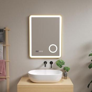 LED-Badspiegel Pescara 60x80 cm mit Aluminiumrahmen Goldfarben