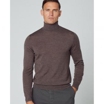 Jersey Hackett marrón oscuro con cuello alto para hombre