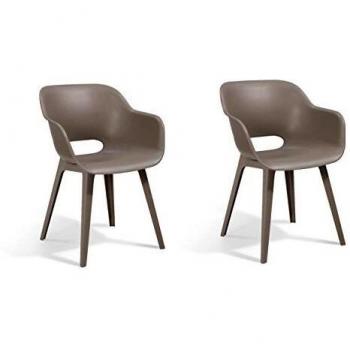 Kit de 2 chaises Akola – Résine, couleur Cappuccino, ultra-légères