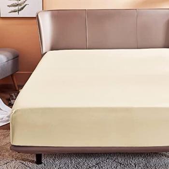 BEDSURE Drap Housse à Bonnet Large 30 cm – 160 × 200 cm, Beige