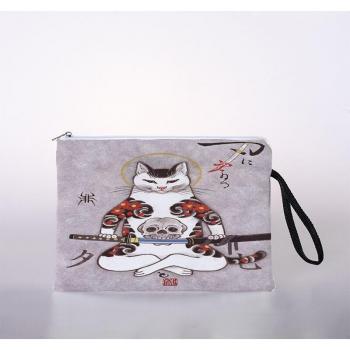 Japanese Samurai Cat Cosmetic Storage Bag